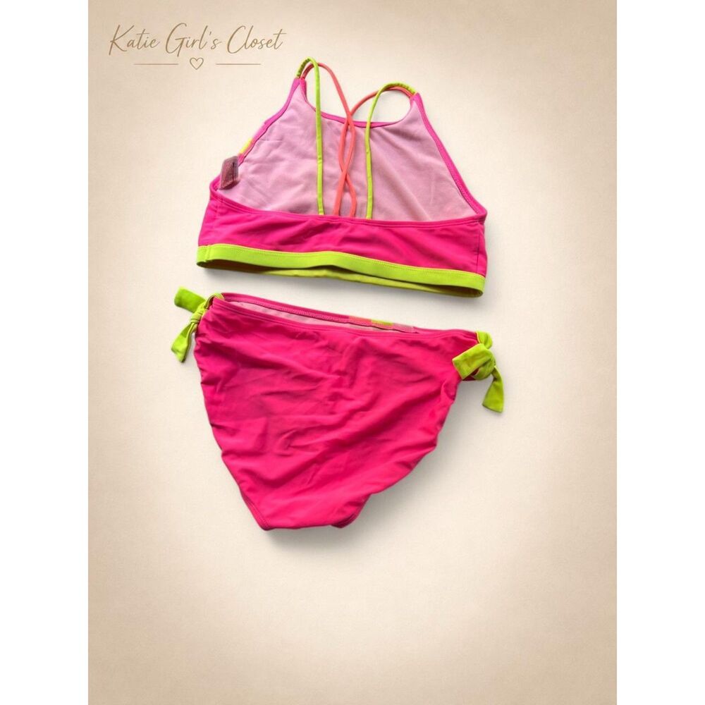 Cat & Jack Girls XL 14/16 Pink Rainbow Two Piece Bikini Swim Set